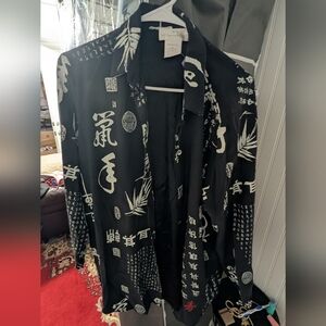 Black Shirt with White Asian Script